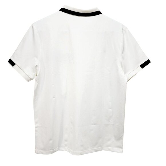 Mens White Polo Shirt With Black Trim Short Sleeve Button Collar Chest  Size S - Picture 2 of 8